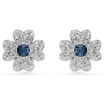 swarovski symbolica stud earrings  clover  blue  rhodium plated