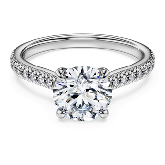 swarovski خاتم سوليتير eternity، أحجار ألماس مُصنعة في المختبر بإجمالي 1 7 قيراط، قطع مستدير، ذهب أبيض عيار 18