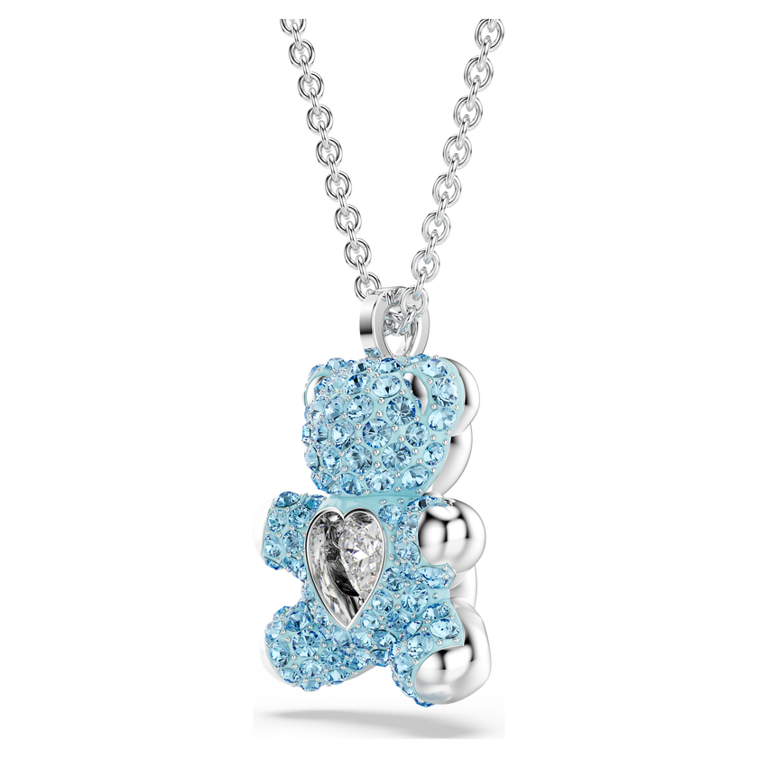 swarovski قلادة teddy، شكل دب، لون أزرق، طلاء روديوم