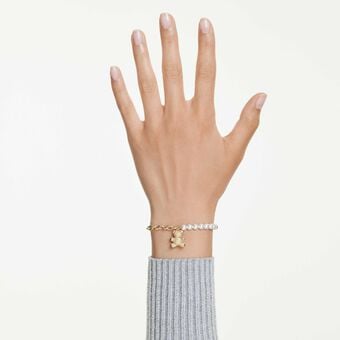 swarovski سوار idyllia، لآلئ كريستال، قطع مستدير، شكل دب، لون ذهبي، طلاء باللون الذهبي