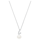 swarovski قلادة gabriella، لون أبيض، طلاء روديوم