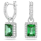 swarovski أقراط متدلية una angelic، قطع مستطيل، ترصيع بافيه، لون أخضر، طلاء روديوم