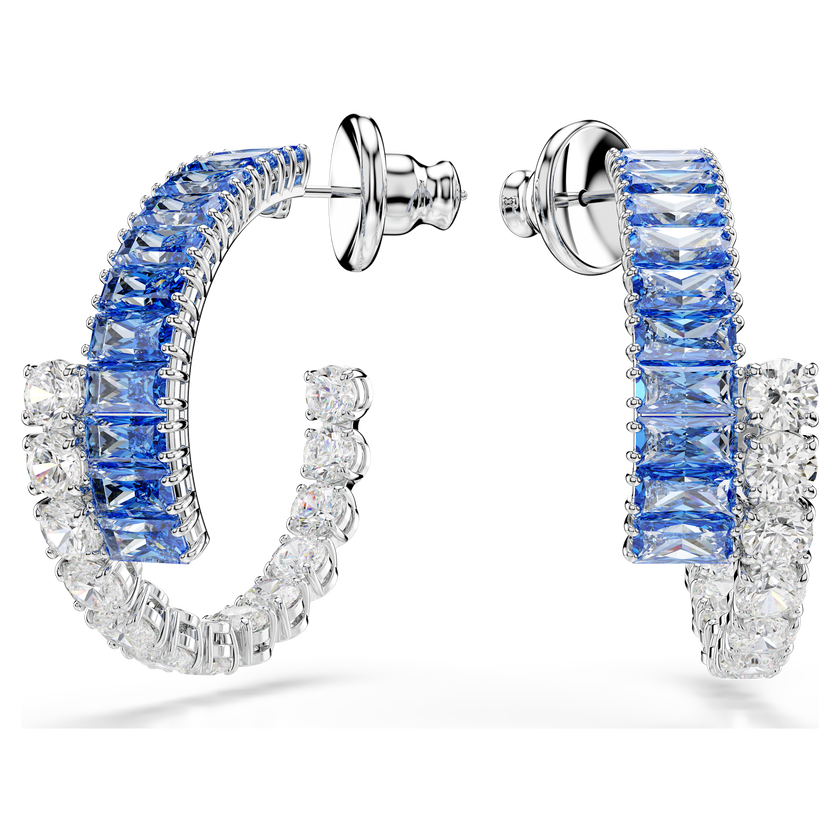 swarovski أقراط حلقية matrix، قطع متنوع، لون أزرق، طلاء روديوم