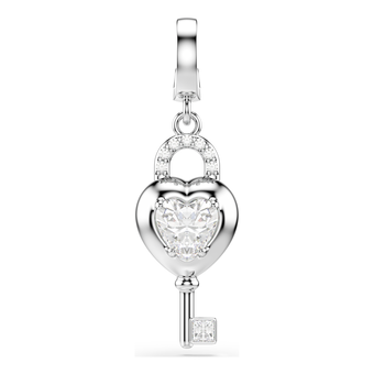 swarovski تعليقة idyllia، قطع متنوع، شكل قلب ومفتاح، لون أبيض، طلاء روديوم