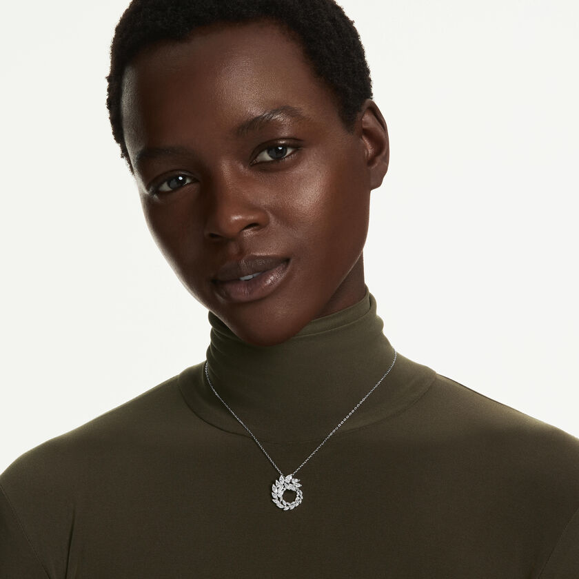 swarovski قلادة mesmera، قطع ماركيز، لون أبيض، طلاء روديوم