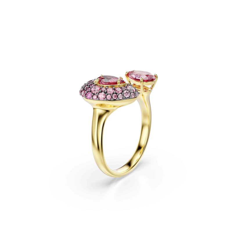 swarovski خاتم كوكتيل sublima، قطع على شكل كمثرى، لون أحمر، لمسة نهائية من الذهب عيار 18 قيراط
