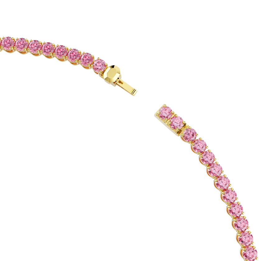 swarovski عقد matrix tennis، قطع مستدير، لون وردي، طلاء باللون الذهبي