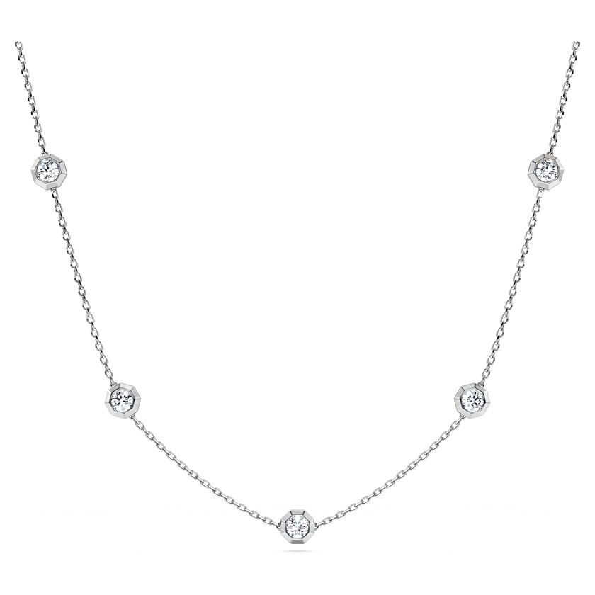 swarovski عقد octagon، ألماس مُصنع في المختبر إجمالي 0 7 قيراط، شكل دائري، فضة استرليني