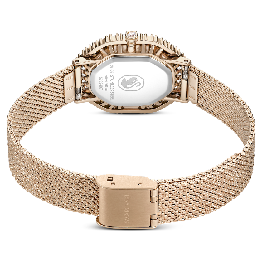 swarovski ساعة يد matrix octagon، سوار معدني، لون ذهبي، لمسة نهائية بلون الشمبانيا الذهبي
